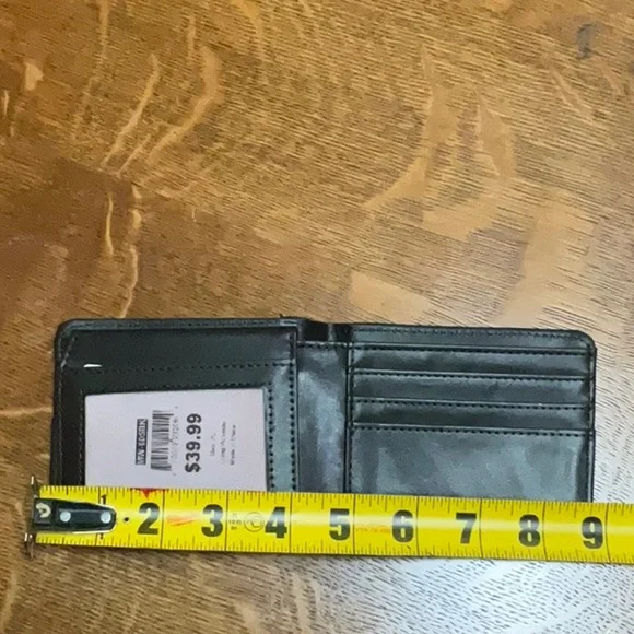 Montana West black leather bifold wallet with long horn metal Concho - Picture 5 of 7